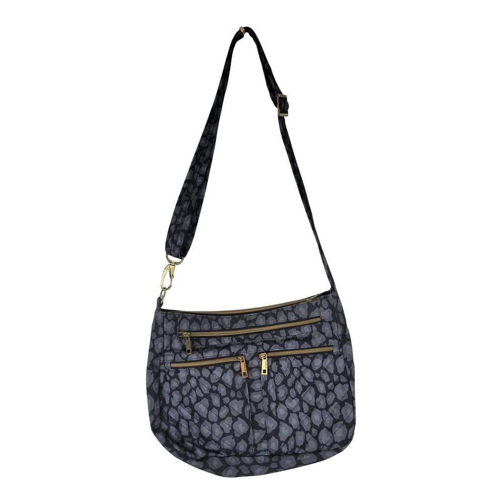 Travelon Anti-theft Classic Crossbody Bag Purse Gray Black Animal Print